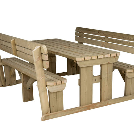 Rounded Alders Picnic Table Benches Set With Backrest