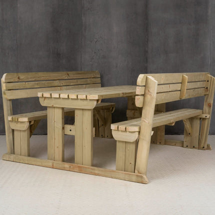 Rounded Alders Picnic Table Benches Set With Backrest
