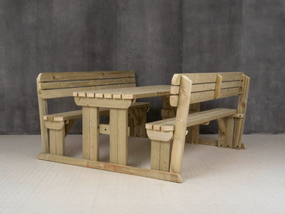 Rounded Alders Picnic Table Benches Set With Backrest