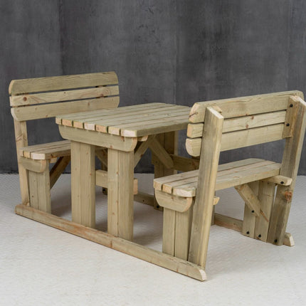 Rounded Alders Picnic Table Benches Set With Backrest