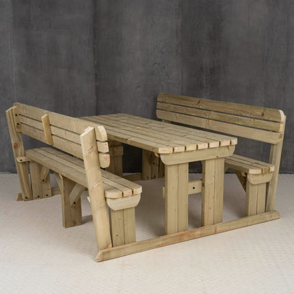 Rounded Alders Picnic Table Benches Set With Backrest