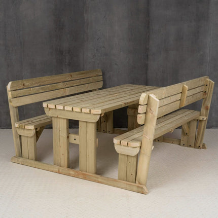 Rounded Alders Picnic Table Benches Set With Backrest
