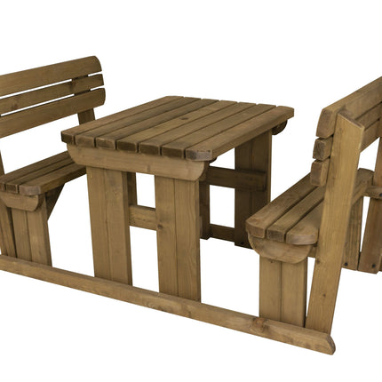 Alders Rounded Picnic Table and Benches Set With Backrest - Rustic Finish