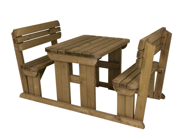 Alders Rounded Picnic Table and Benches Set With Backrest - Rustic Finish