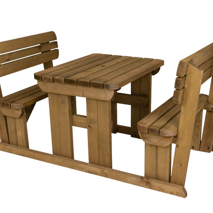 Alders Rounded Picnic Table and Benches Set With Backrest - Rustic Finish