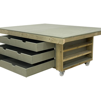 Art/craft table, project workbench with storage V.4
