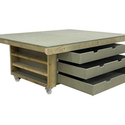 Art/craft table, project workbench with storage V.4