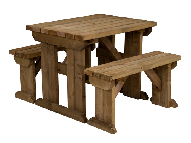 Aspen Picnic Table and Benches Set - Rustic Finish