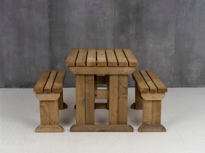 Aspen Picnic Table and Benches Set - Rustic Finish