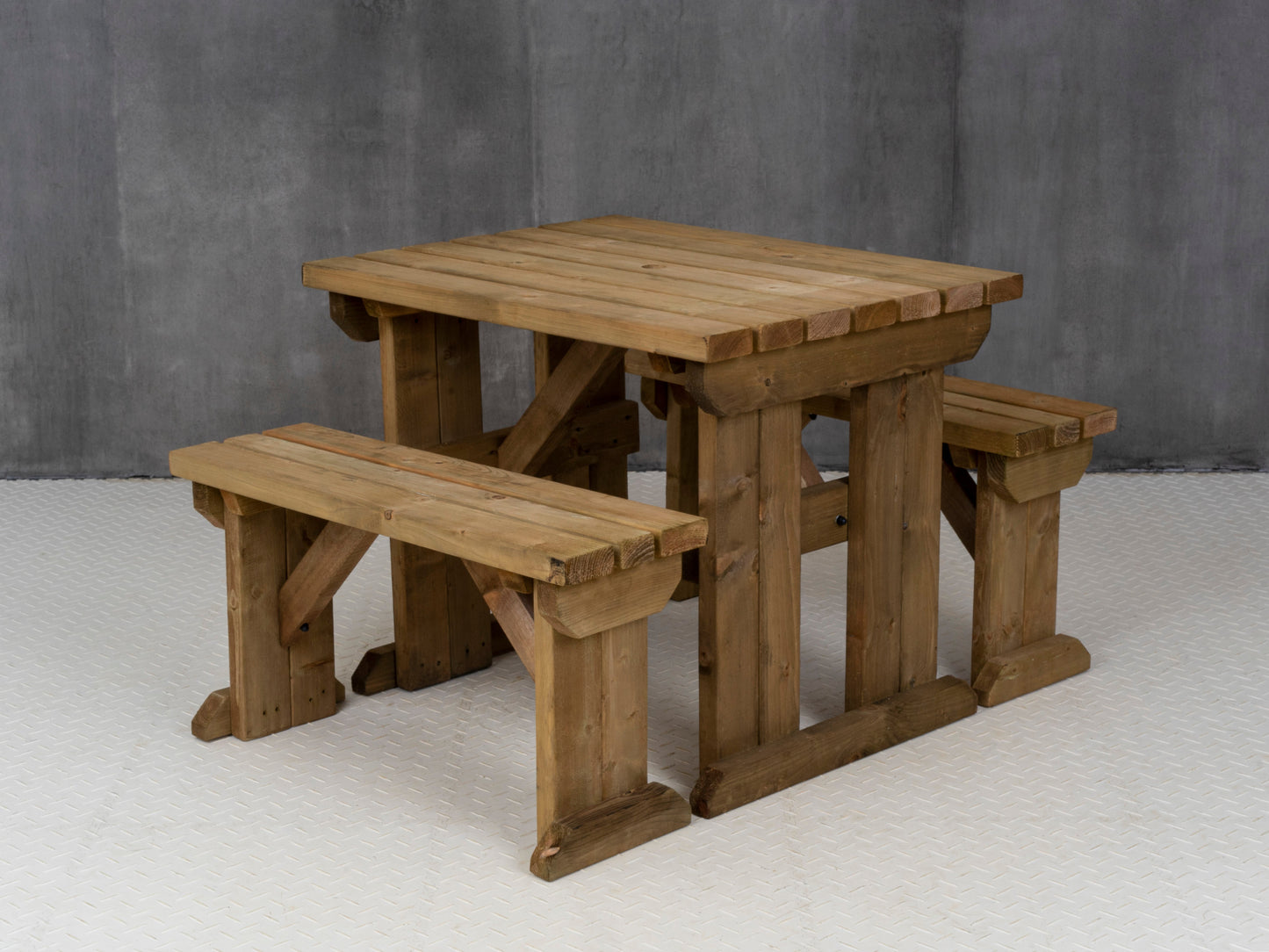 Aspen Picnic Table and Benches Set - Rustic Finish