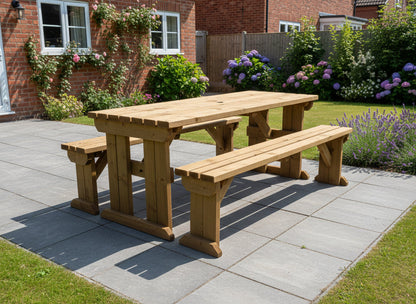 Aspen Picnic Table and Benches Set - Rustic Finish