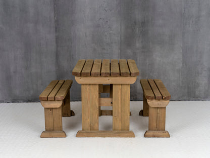 Aspen Rounded Picnic Table and Benches Set - Rustic Finish