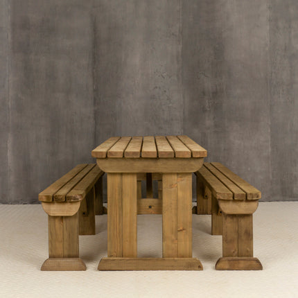 Aspen Rounded Picnic Table and Benches Set - Rustic Finish