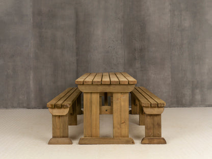 Aspen Rounded Picnic Table and Benches Set - Rustic Finish