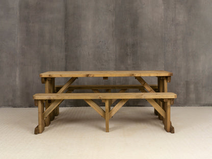 Aspen Rounded Picnic Table and Benches Set - Rustic Finish