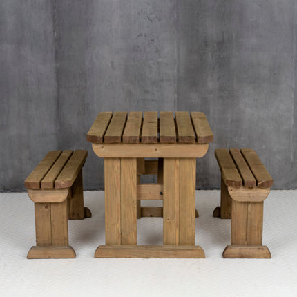 Aspen Rounded Picnic Table and Benches Set - Rustic Finish