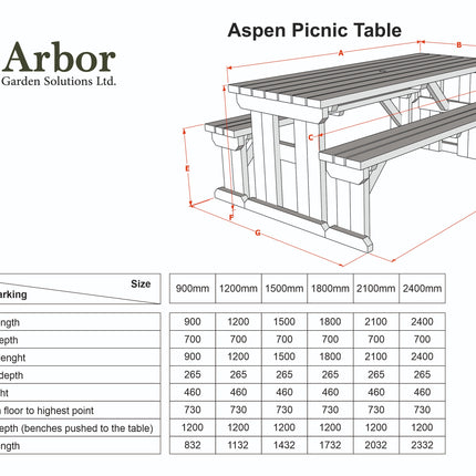 Aspen Rounded Picnic Table and Benches Set - Rustic Finish