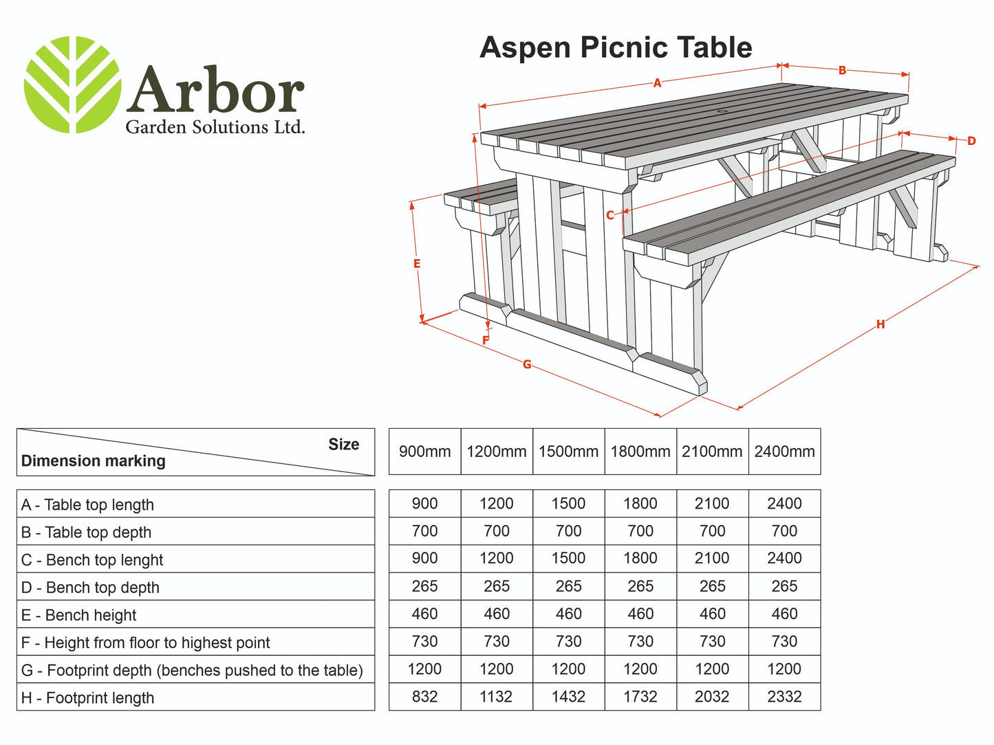 Aspen Rounded Picnic Table and Benches Set - Rustic Finish