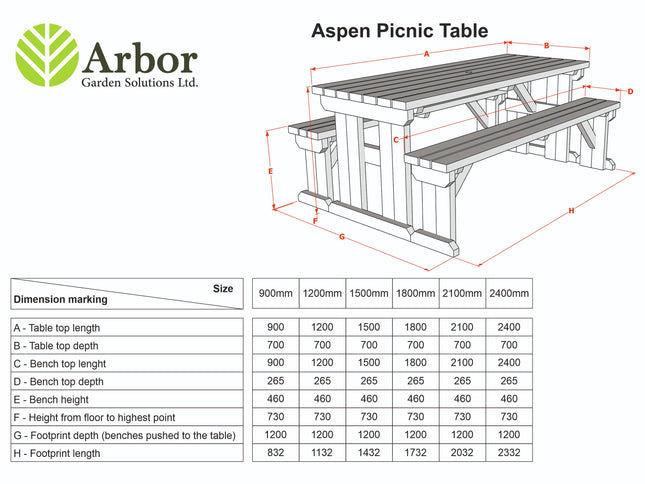 Aspen Rounded Picnic Table and Benches Set - Rustic Finish