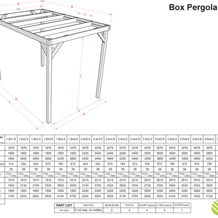 Box Wooden Garden Pergola Kit