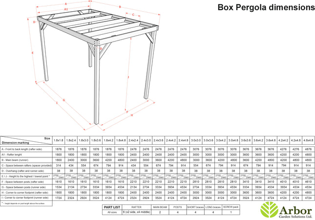 Box Wooden Garden Pergola Kit