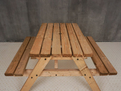 Classic Pub Style Picnic Bench and Table - Rustic Finish