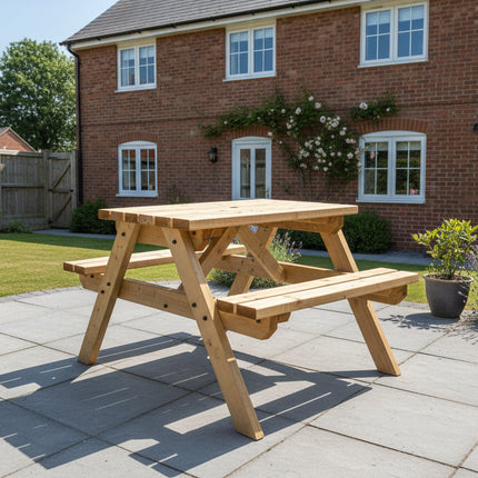 Classic Pub Style Picnic Bench and Table - Rustic Finish