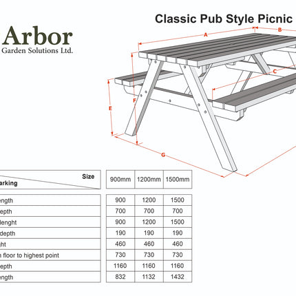 Classic Pub Style Picnic Bench and Table