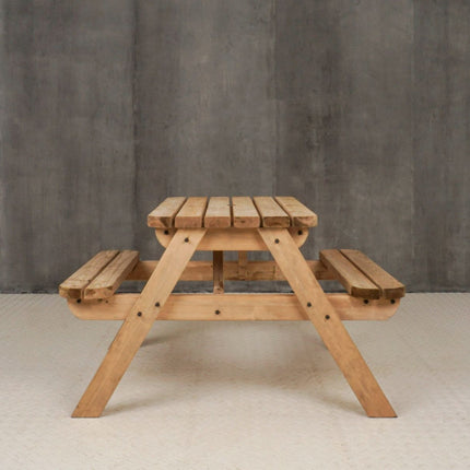Classic Rounded Pub Style Picnic Bench and Table - Rustic Finish