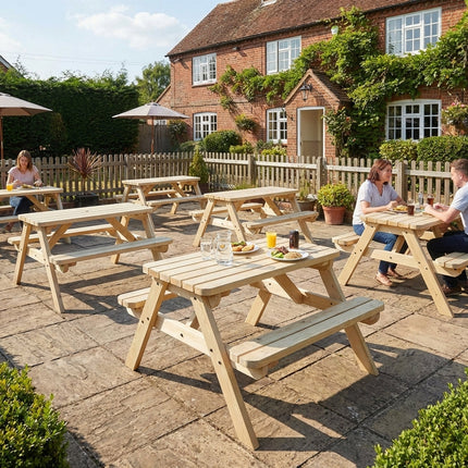 Classic Rounded Pub Style Picnic Bench and Table
