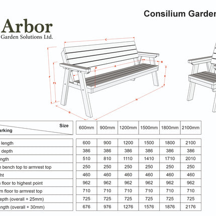 Consilium Garden Fence Bench With Backrest - Rustic Finish