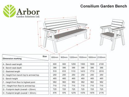 Consilium Garden Fence Bench With Backrest