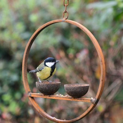Double Hanging Metal Bird Feeder Ring
