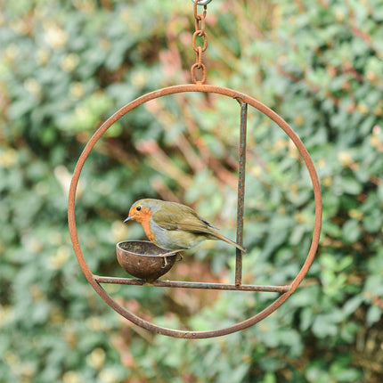 Rusty Metal Abstract Hanging Bird Feeder