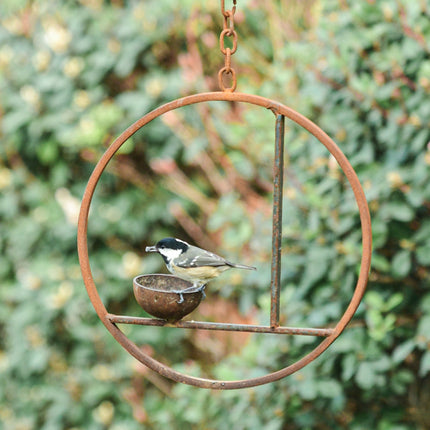 Rusty Metal Abstract Hanging Bird Feeder