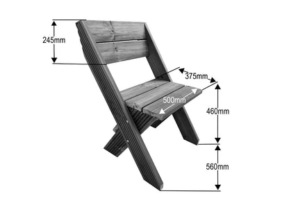 DeckFusion Wooden Rounded Picnic Table and Four Chairs Set