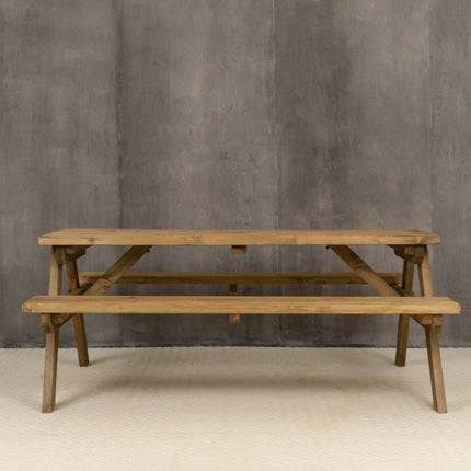 Fortem Pub Style Picnic Table and Benches Set - Rustic Finish