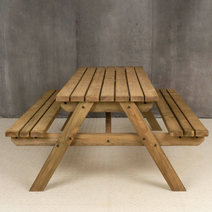 Fortem Pub Style Picnic Table and Benches Set - Rustic Finish