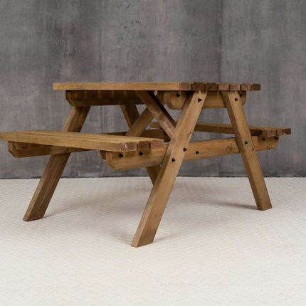 Fortem Pub Style Picnic Table and Benches Set - Rustic Finish