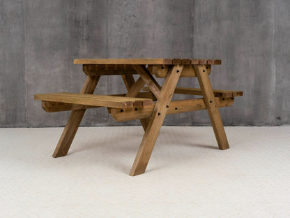 Fortem Pub Style Picnic Table and Benches Set - Rustic Finish