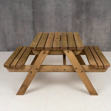 Fortem Rounded Pub Style Picnic Table Benches Set - Rustic Finish