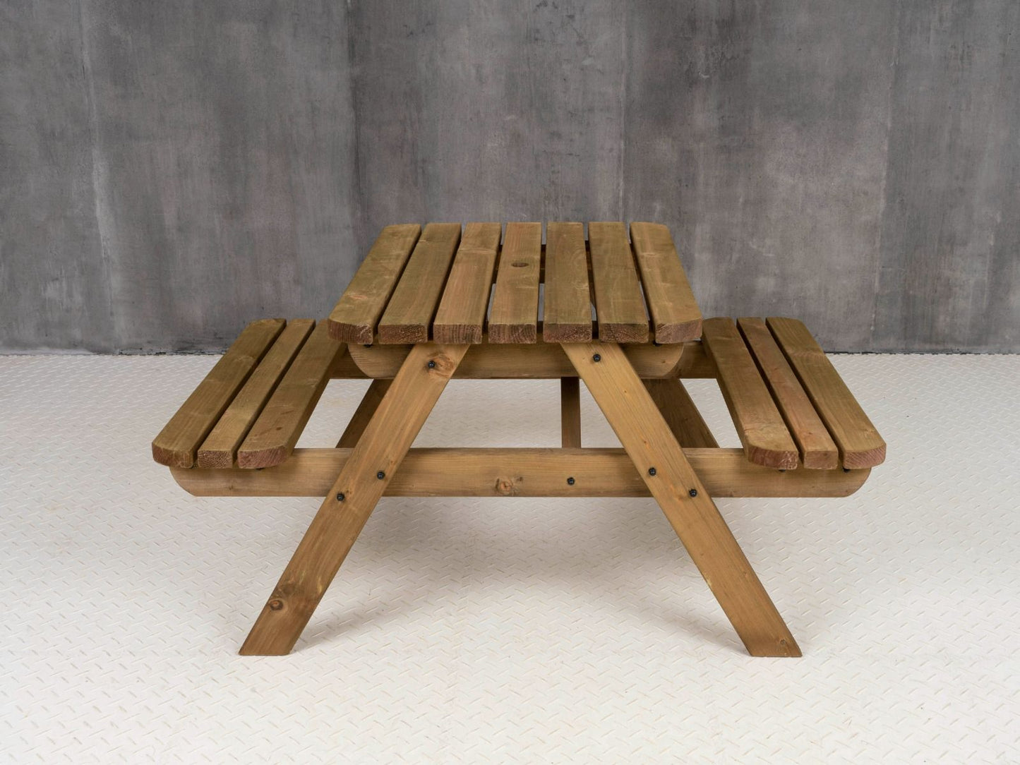 Fortem Rounded Pub Style Picnic Table Benches Set - Rustic Finish