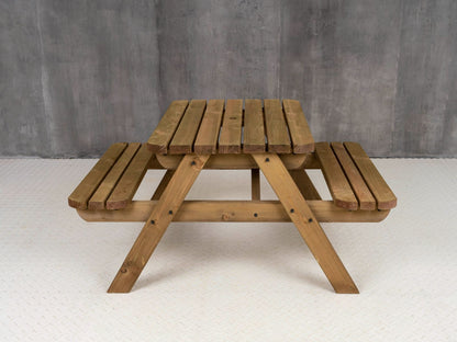 Fortem Rounded Pub Style Picnic Table Benches Set - Rustic Finish