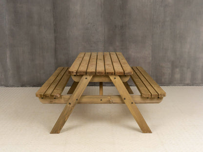 Fortem Rounded Pub Style Picnic Table Benches Set - Rustic Finish