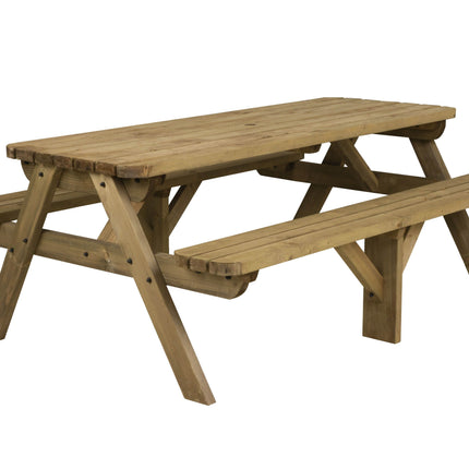 Fortem Rounded Pub Style Picnic Table Benches Set - Rustic Finish