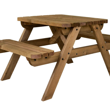 Fortem Rounded Pub Style Picnic Table Benches Set - Rustic Finish