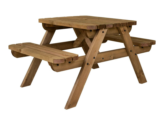 Fortem Rounded Pub Style Picnic Table Benches Set - Rustic Finish