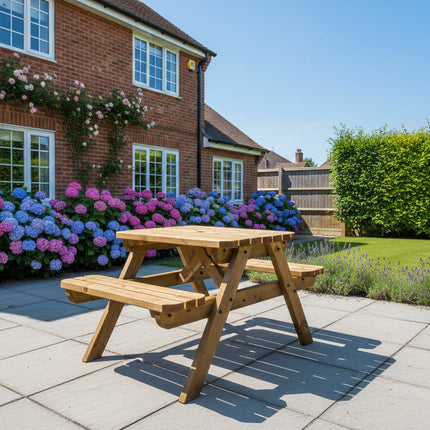 Fortem Rounded Pub Style Picnic Table Benches Set - Rustic Finish