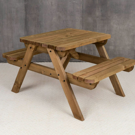 Fortem Rounded Pub Style Picnic Table Benches Set - Rustic Finish