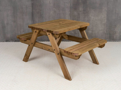 Fortem Rounded Pub Style Picnic Table Benches Set - Rustic Finish